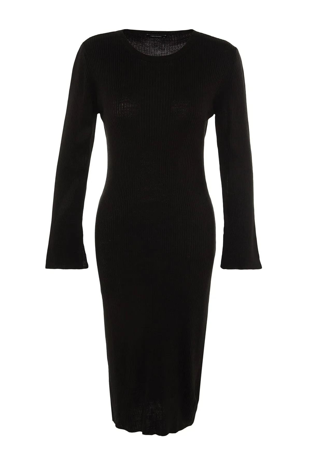 Trendyol Collection  Schwarzes, detailliertes Strickkleid mit Schlitz TWOAW23AU00187