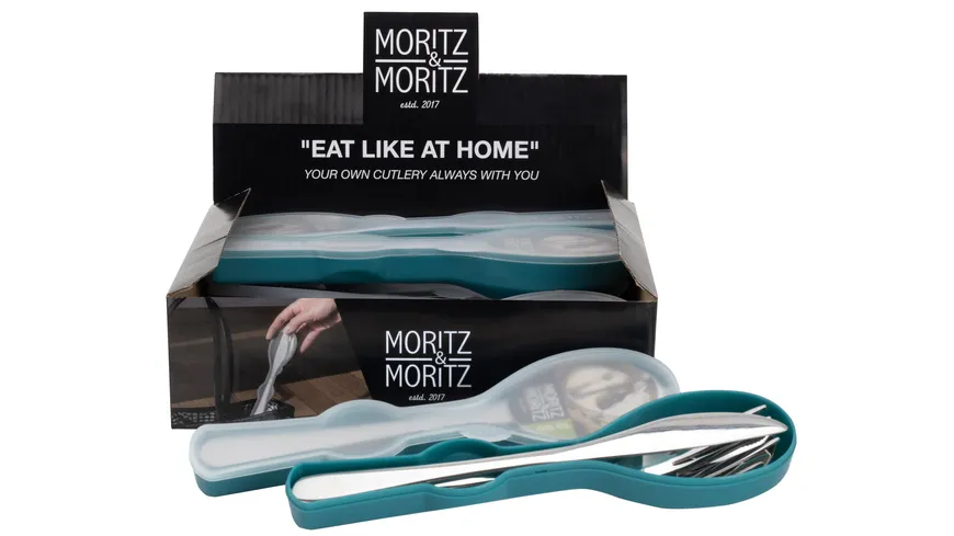 Moritz & Moritz Besteckset in Box, 3tlg. petrol, dunkelgrau
