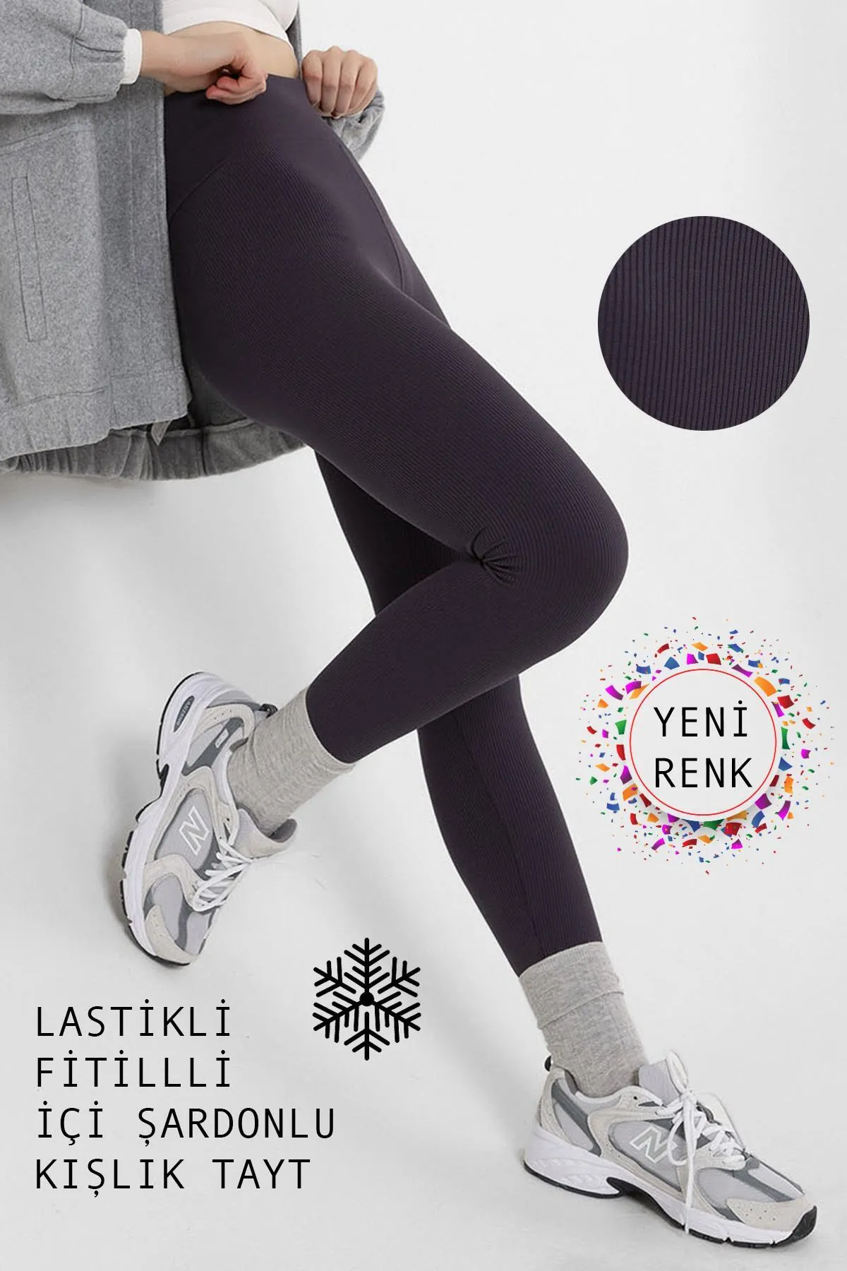 Domoda  Innenseite aus geräuchertem Fleece, elastisch, erhöht, gerippt, Interlock-Winterstrick-Leggings mit Raffung @verona