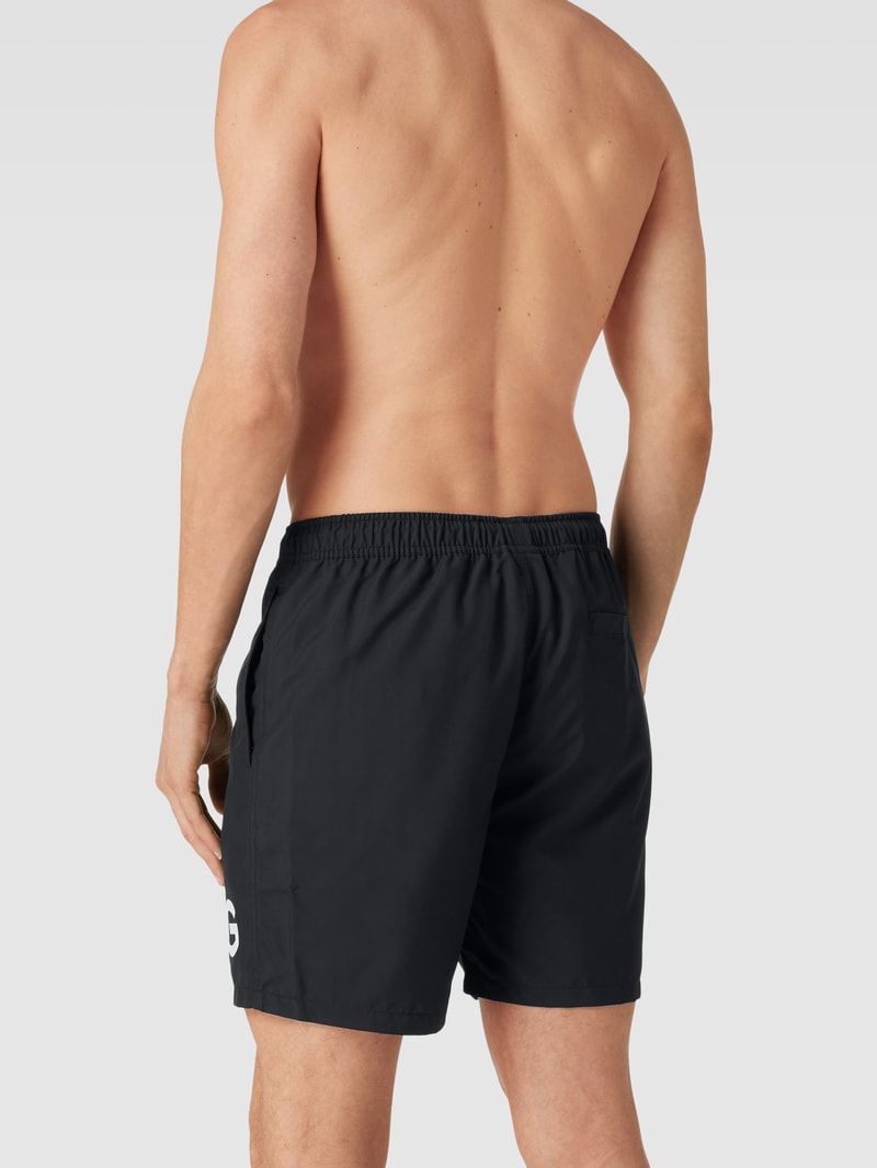 Badehose mit Label-Print Modell 'SHELDON' in schwarz
