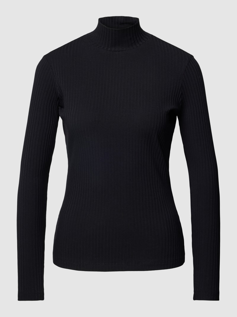 Longsleeve mit Stehkragen Modell 'Driza' in schwarz