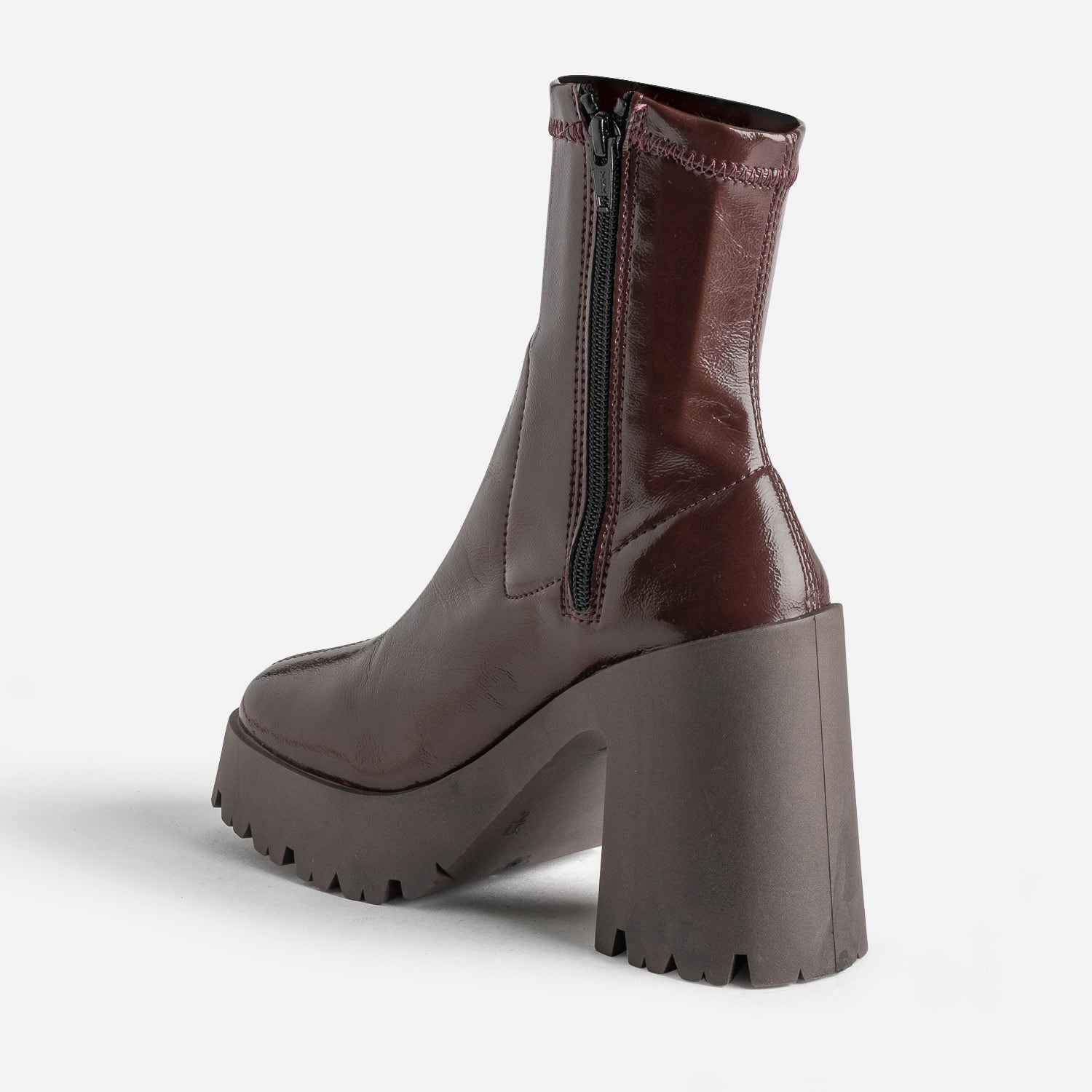 Boots TEXTO marron rougi verni à plateforme