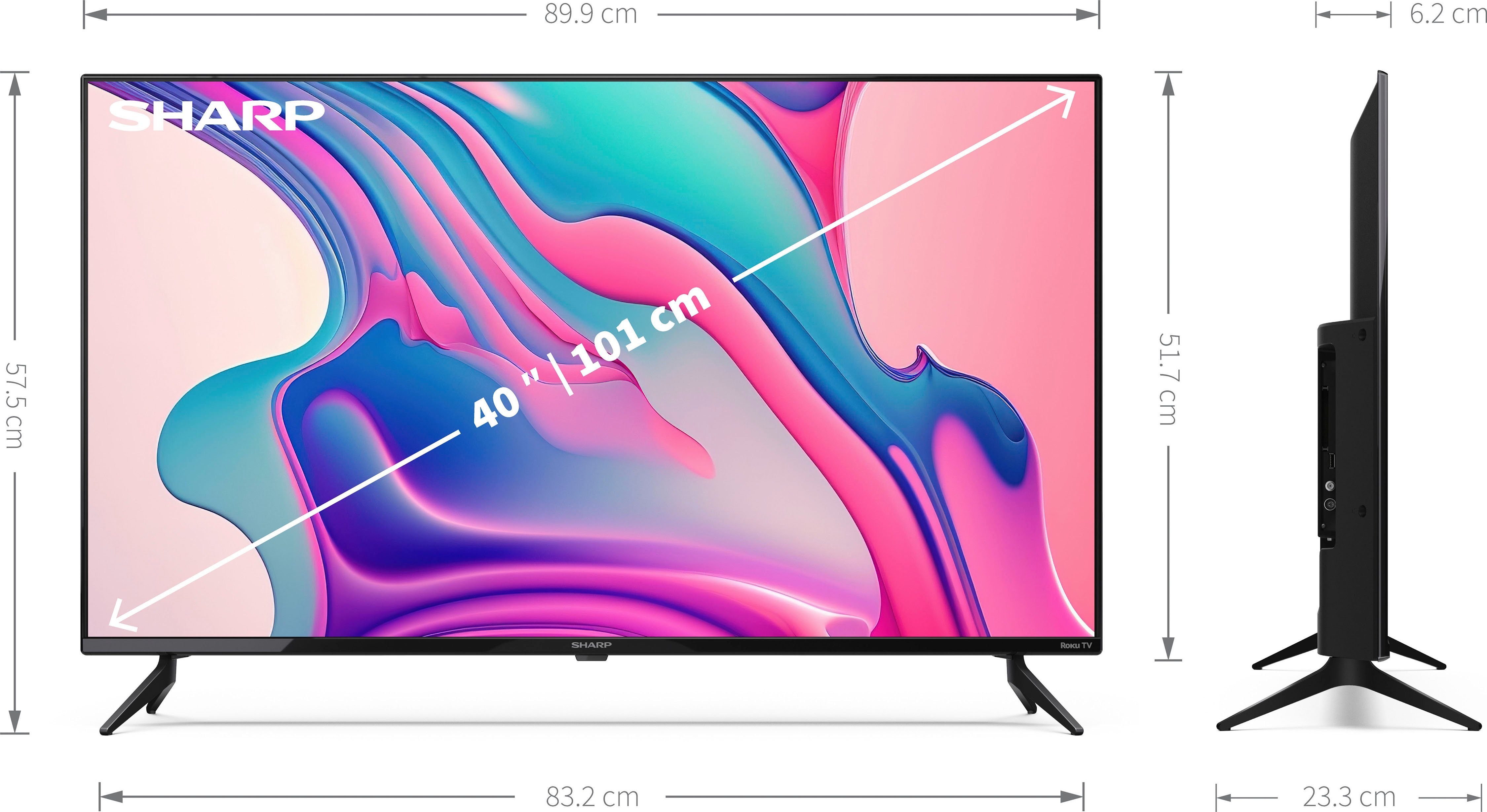 Sharp 2T-C40FDx LED-Fernseher (100 cm/40 Zoll, Full HD, Smart-TV, Roku TV nur in Deutschland verfügbar, Rahmenlos, HDR10, Dolby Digital)