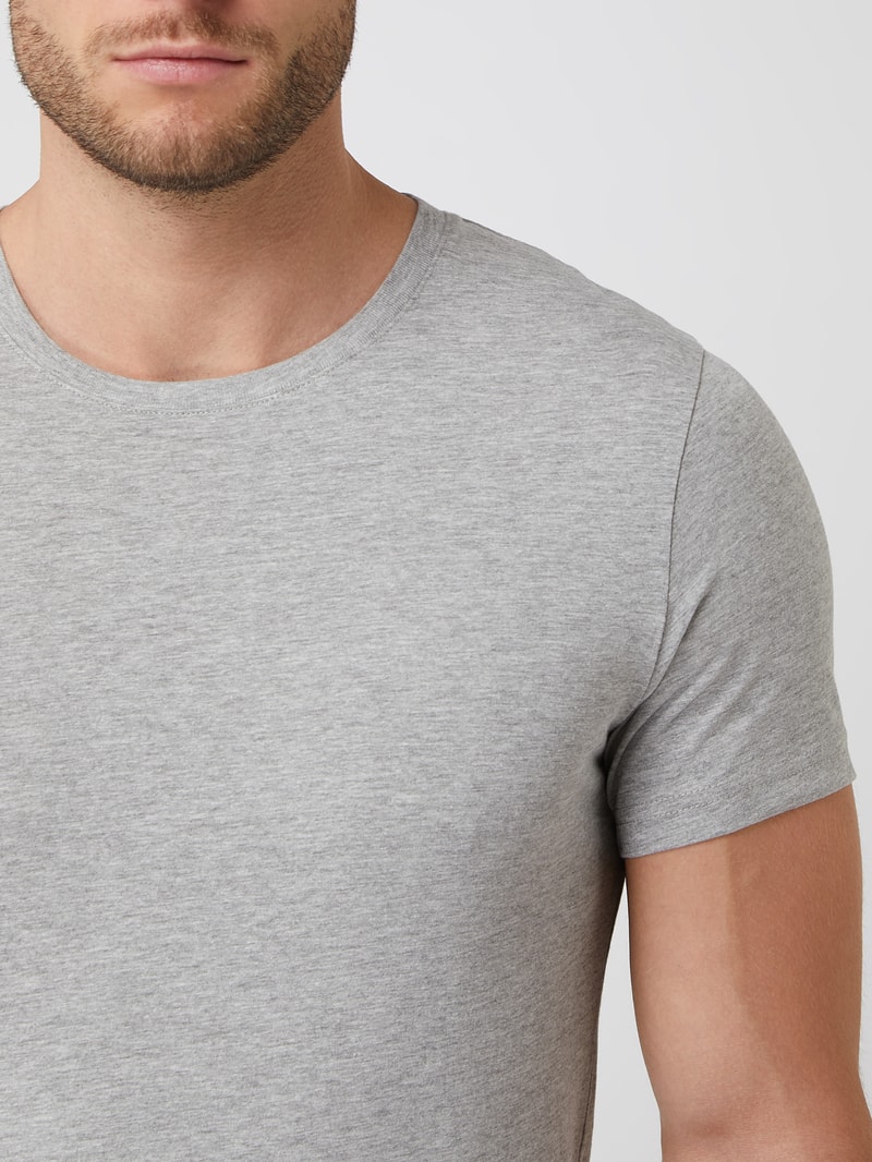 T-Shirt mit Viskose-Anteil im 2er-Pack in hellgrau meliert