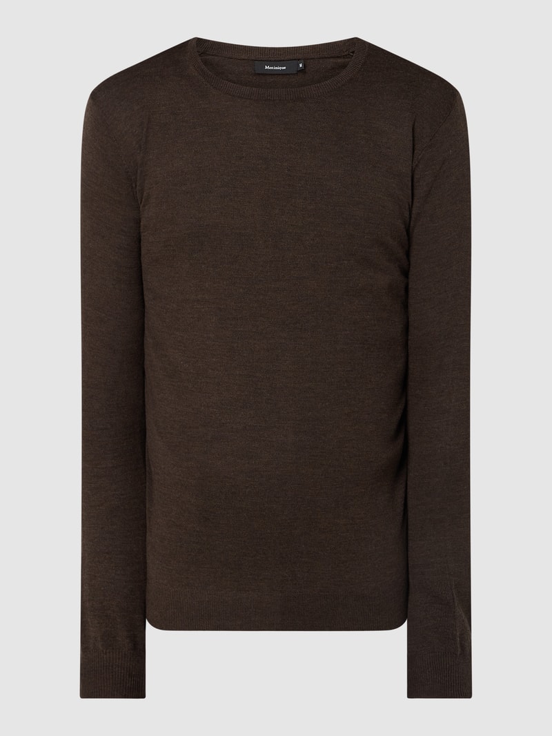 Pullover aus Merinowolle Modell 'Margrate' in dunkelbraun