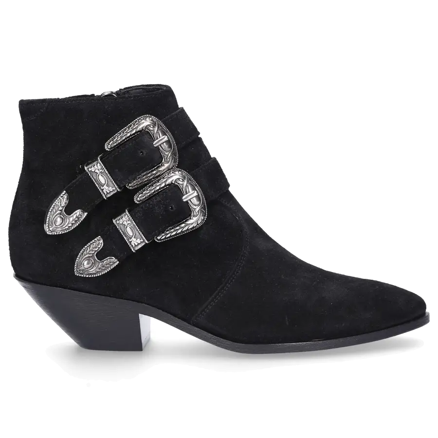 Saint Laurent - Stiefeletten WEST Veloursleder - schwarz