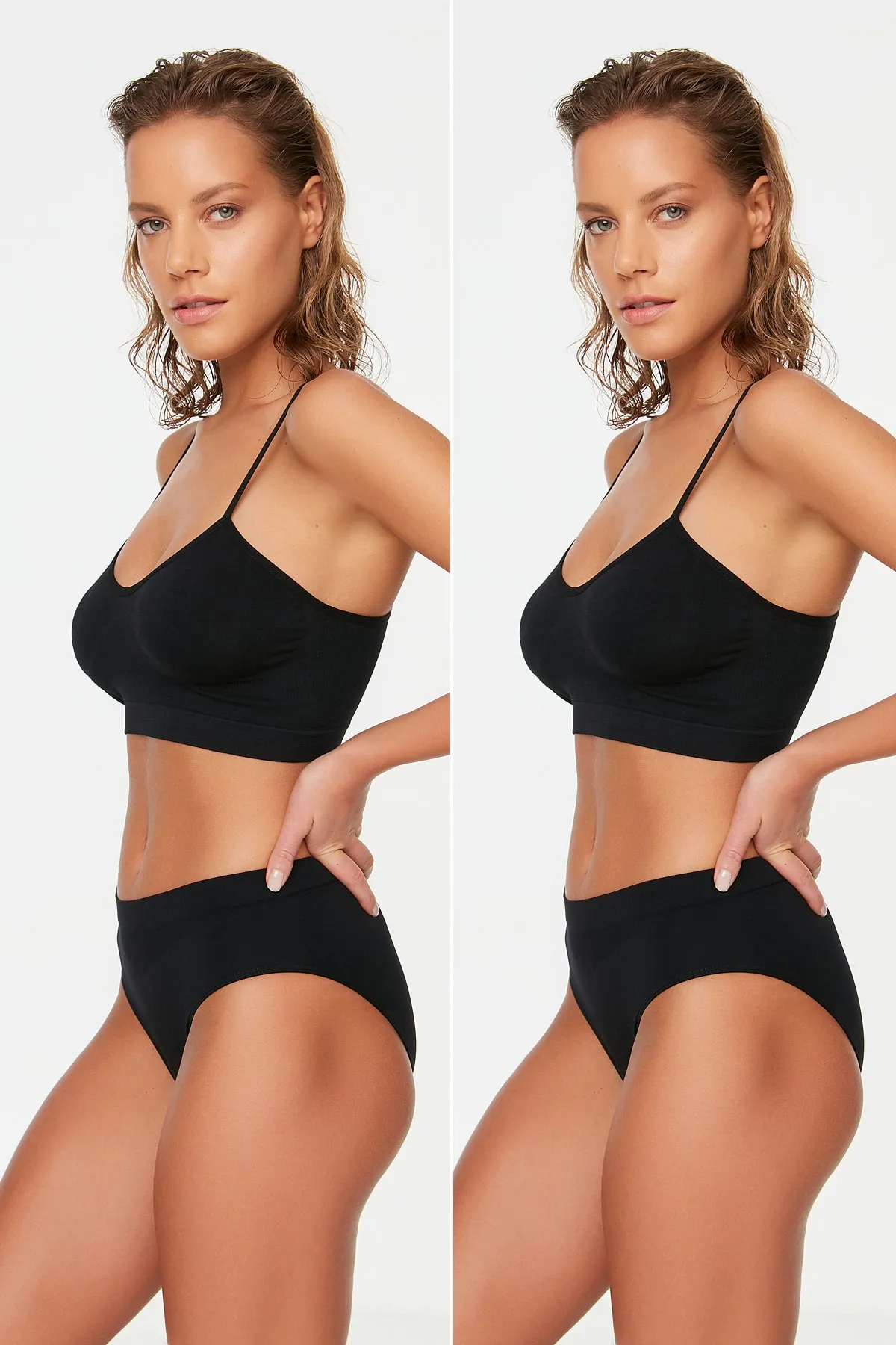 Trendyol Collection  Schwarze 2er-Pack nahtlose/nahtlose Hipster-Strickhöschen THMAW22KU0013