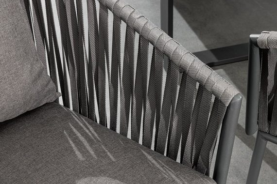 riess-ambiente Gartenstuhl ROPE grau (Einzelartikel, 1 St), Design · Outdoor · Indoor · Aluminium · Armlehnen · Balkon · Terrasse