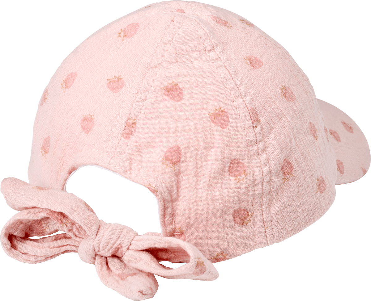 Basecap aus Musselin mit Erdbeeren-Muster, rosa, Gr. 50/51, 1 St