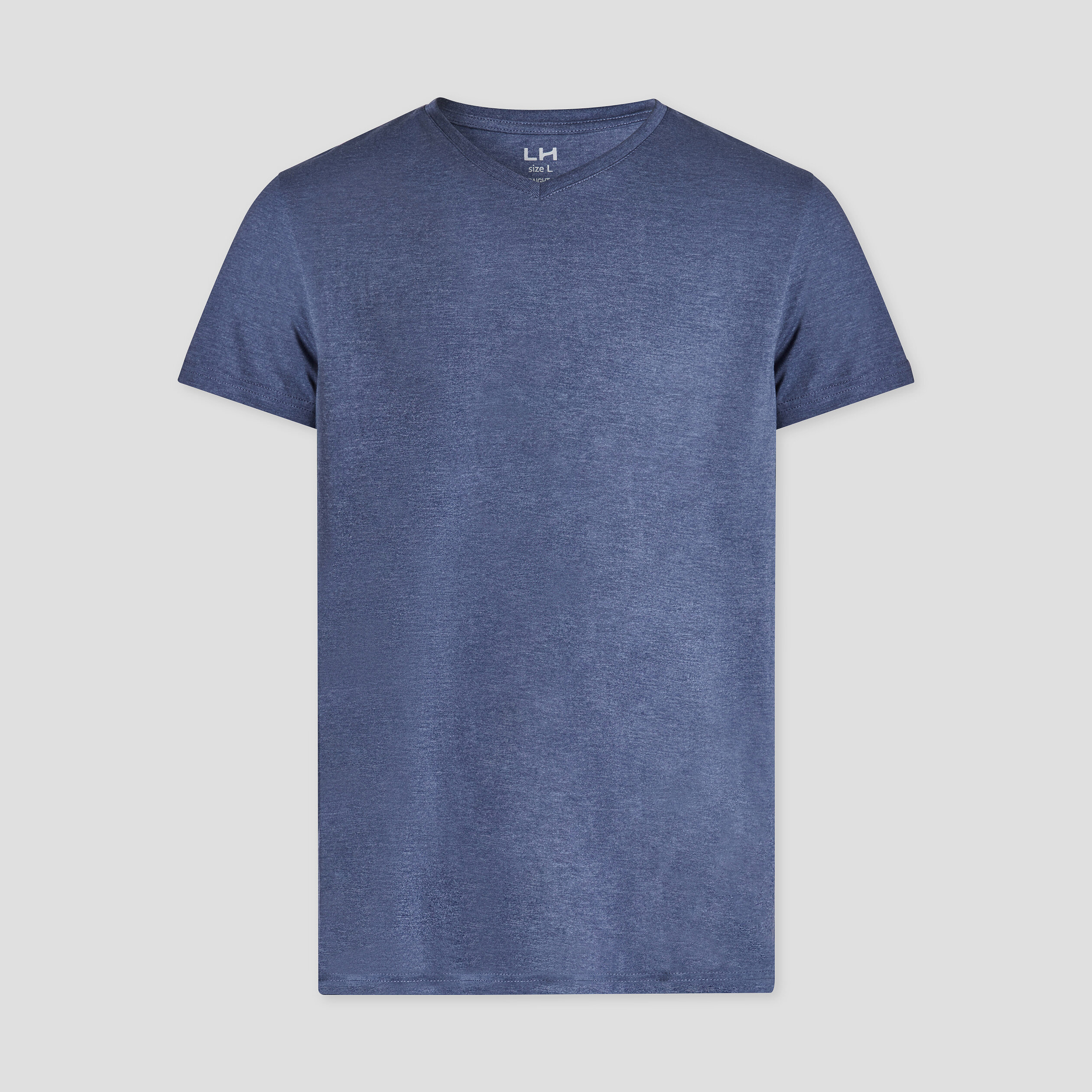 T-shirt droit col V bleu homme | La Halle