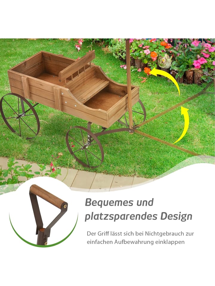 COSTWAY Blumenständer Holzwagen in Braun günstig kaufen onesize