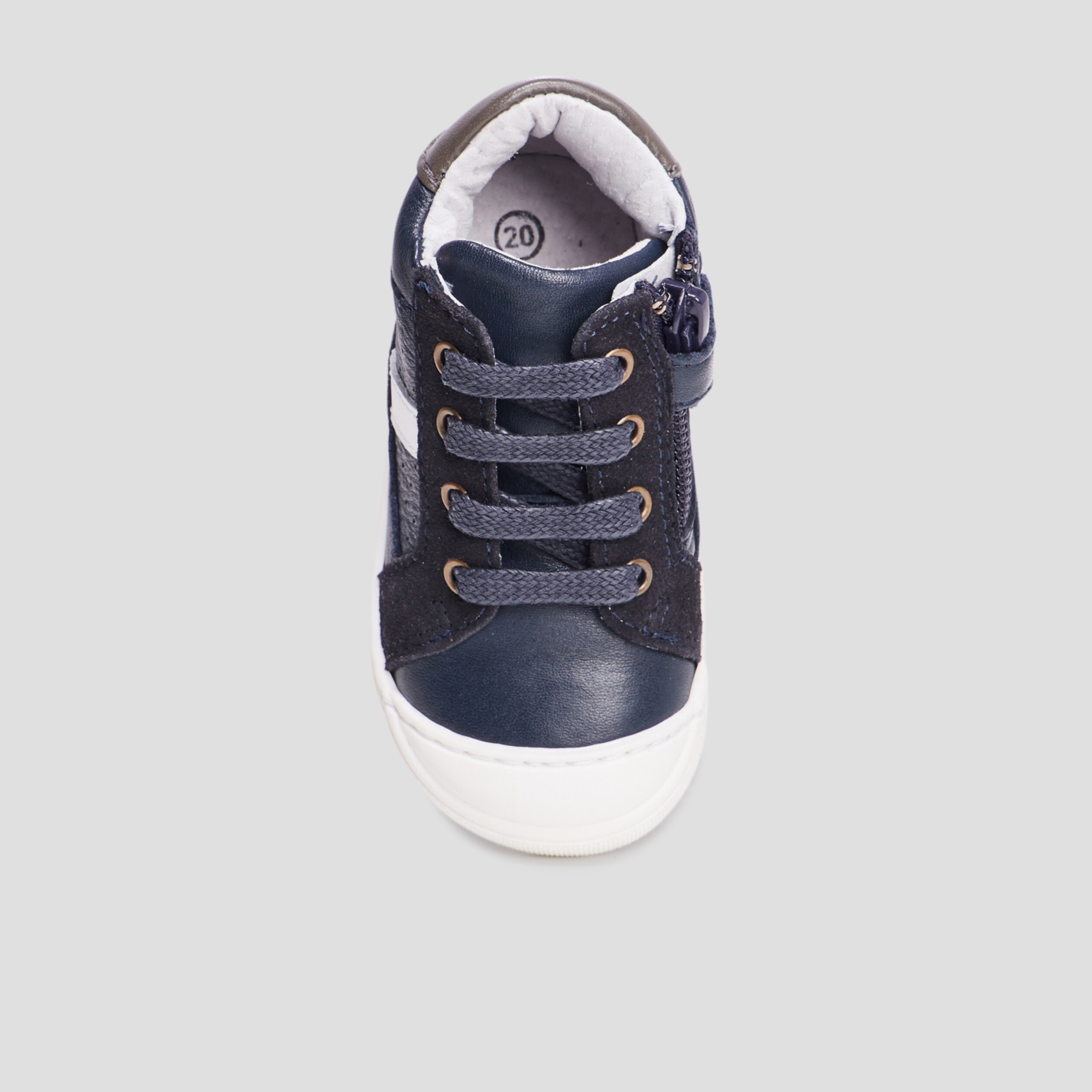 Bottillons zippés en cuir bleu marine bébé garçon | La Halle
