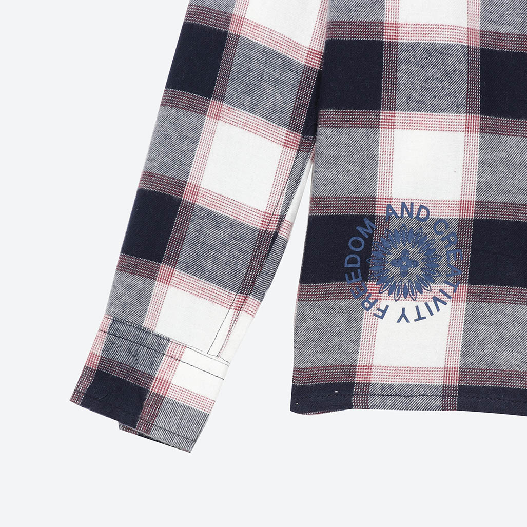EWIL   Chemise à carreaux bleu marine garçon 100% garçon
