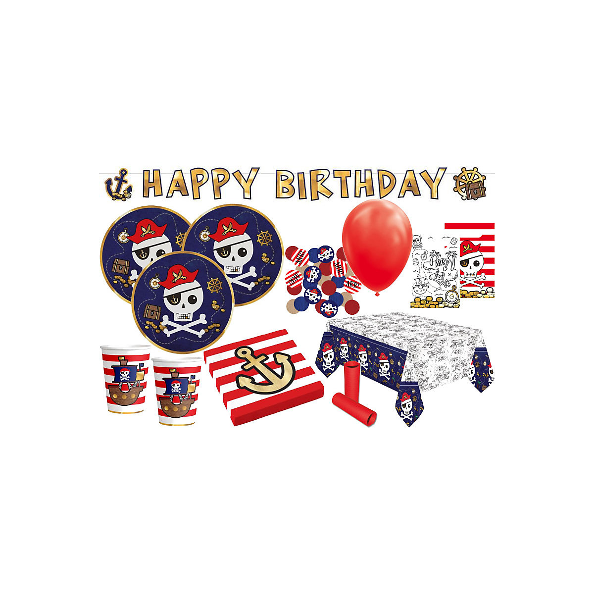 XL 54 Teile Pirat Goldzahn Totenkopf Party Deko Set 8 Kinder