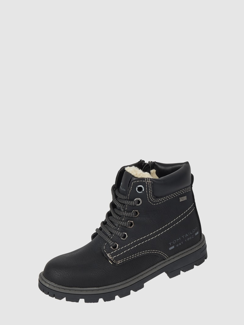 Boots in Leder-Optik mit Teddyfutter in schwarz