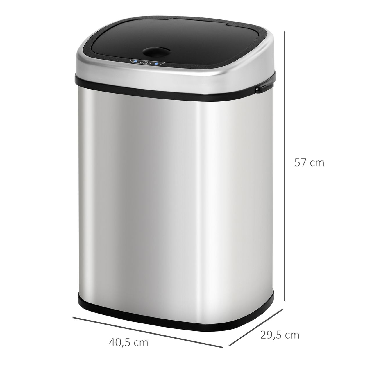 HOMCOM Automatik Mülleimer Abfalleimer mit Infrarotsensor Kücheneimer 48L Silber L40,5 x B29,5 x H57 cm