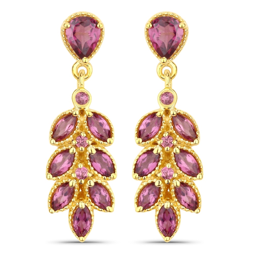 Rafaela Donata Boucles doreilles Argent sterling Rhodolite en Or jaune Bijoux