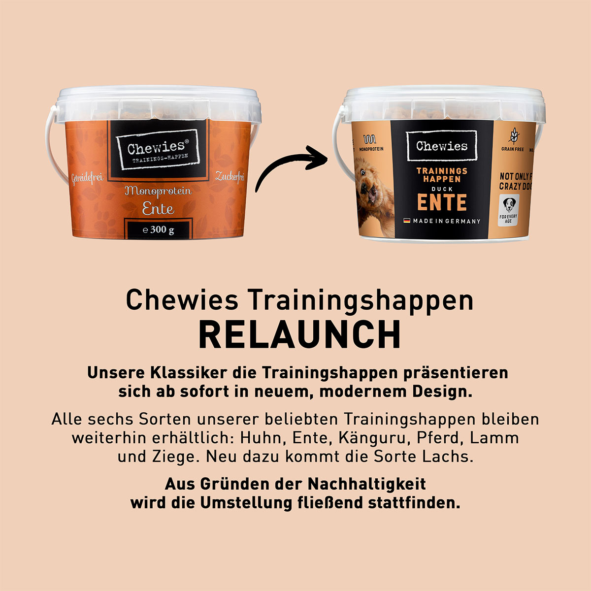 Chewies Hundesnack Trainings-Happen Ente 300g kaufen bei ZooRoyal