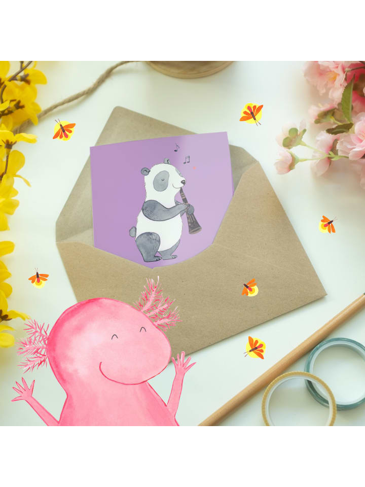 Mr. & Mrs. Panda Grußkarte Klarinette Liebe  mit Spruch in Lavendeltraum günstig kaufen onesize