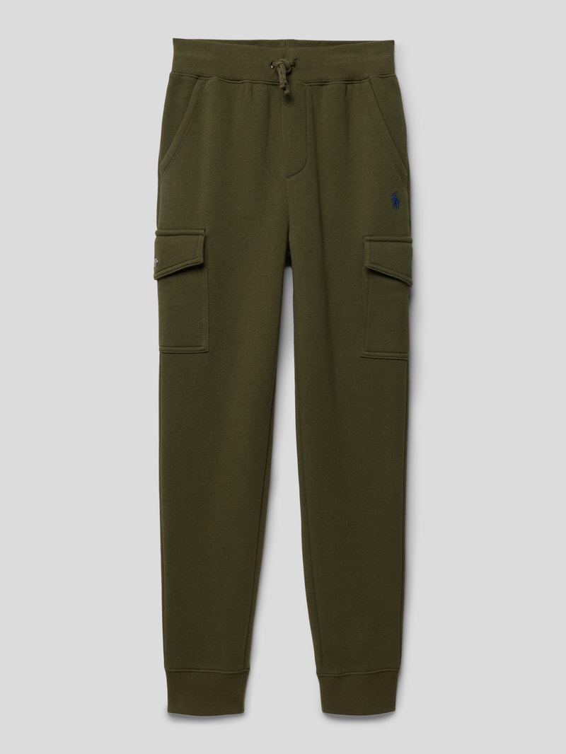 Cargohose mit Label-Stitching in beige