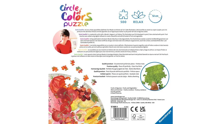 Ravensburger Puzzle - Circle of Colors - Fruits & Vegetables 500 Teile