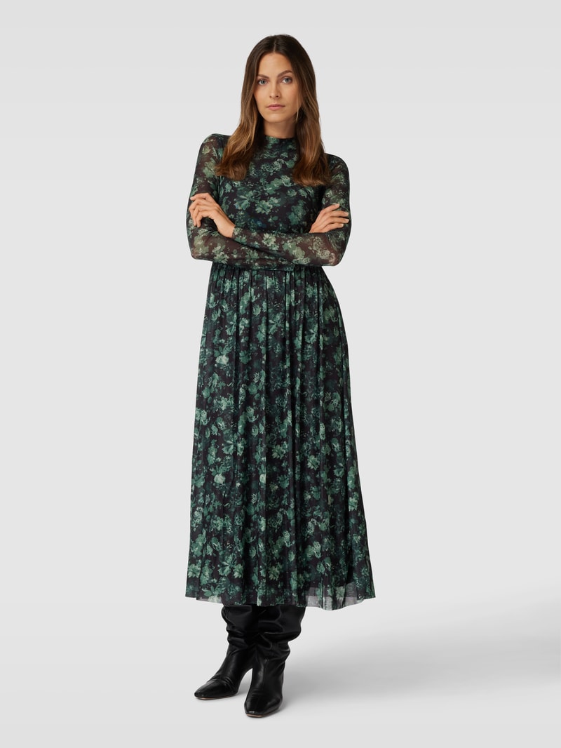 Maxikleid aus Mesh mit floralem Muster in bottle
