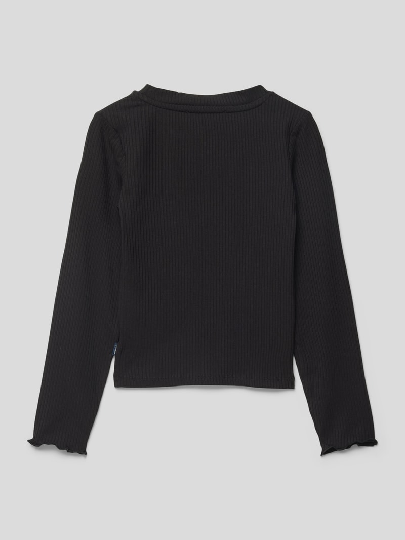 Longsleeve in Ripp-Optik mit Muschelsaum in schwarz