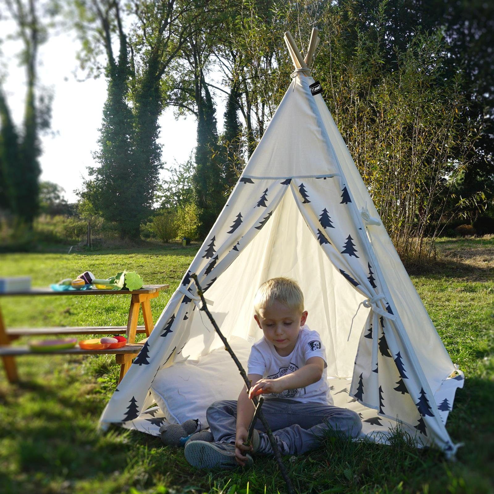 Hej Lønne Tipi-Zelt Tipi Zelt für Kinder Baum Muster Kinderzelt, (6er Set)