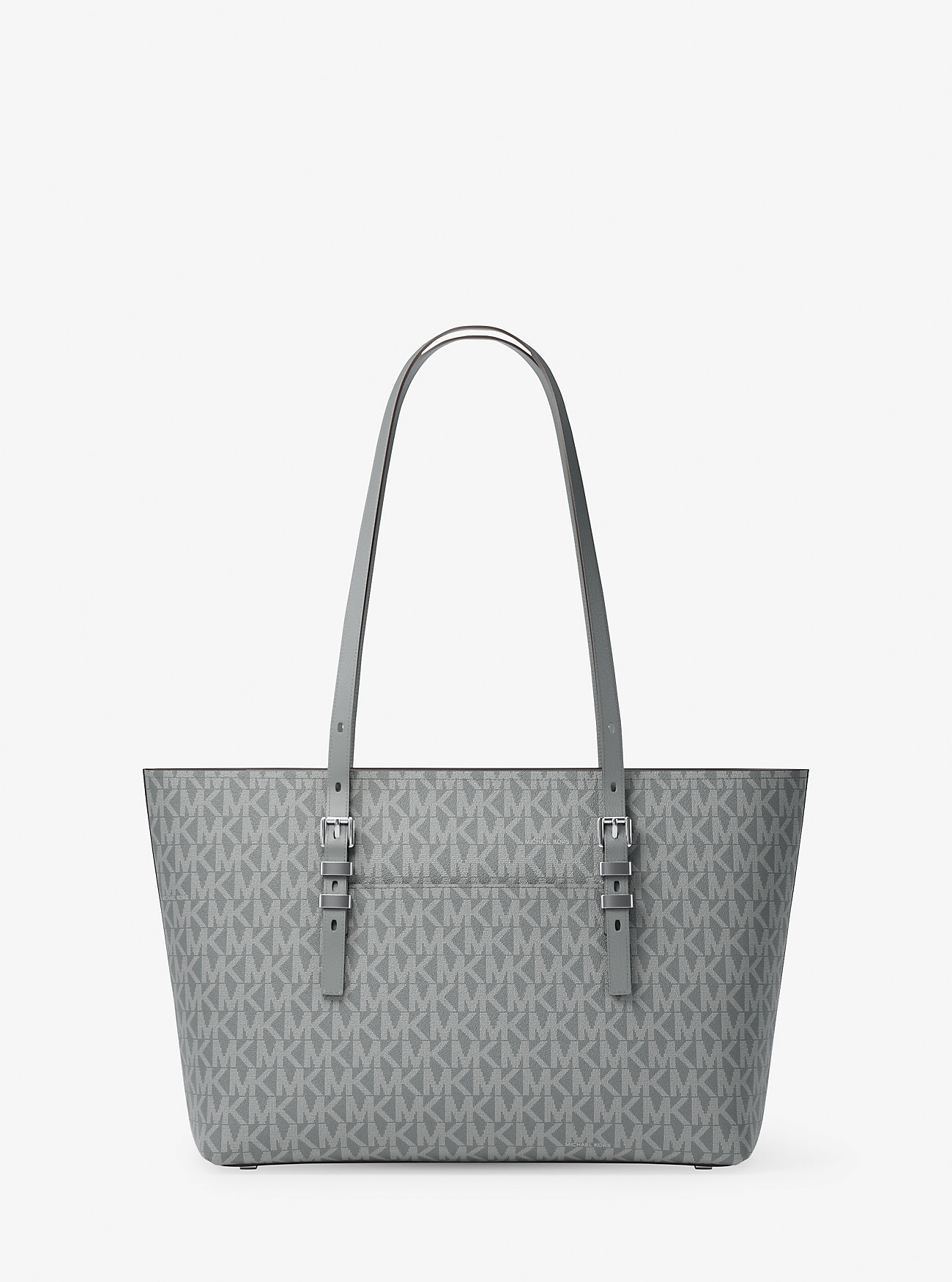 Quinn Medium Signature Logo and Leather Tote Bag - STORM