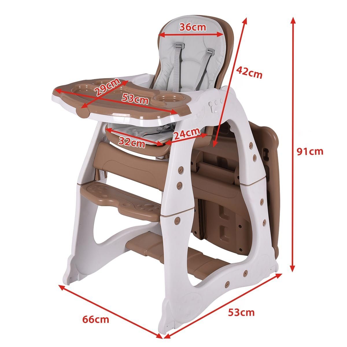 KOMFOTTEU Hochstuhl Kinder, höhenverstellbarer Babystuhl, Rückenlehne & Sitzkissen