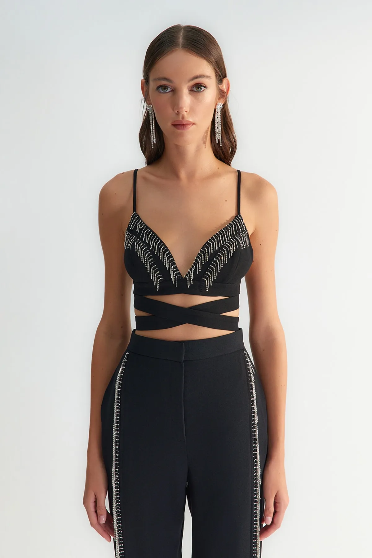 Trendyol Collection  X Zeynep Tosun Black Stone Accessoire Bustier TCLSS23BS00015