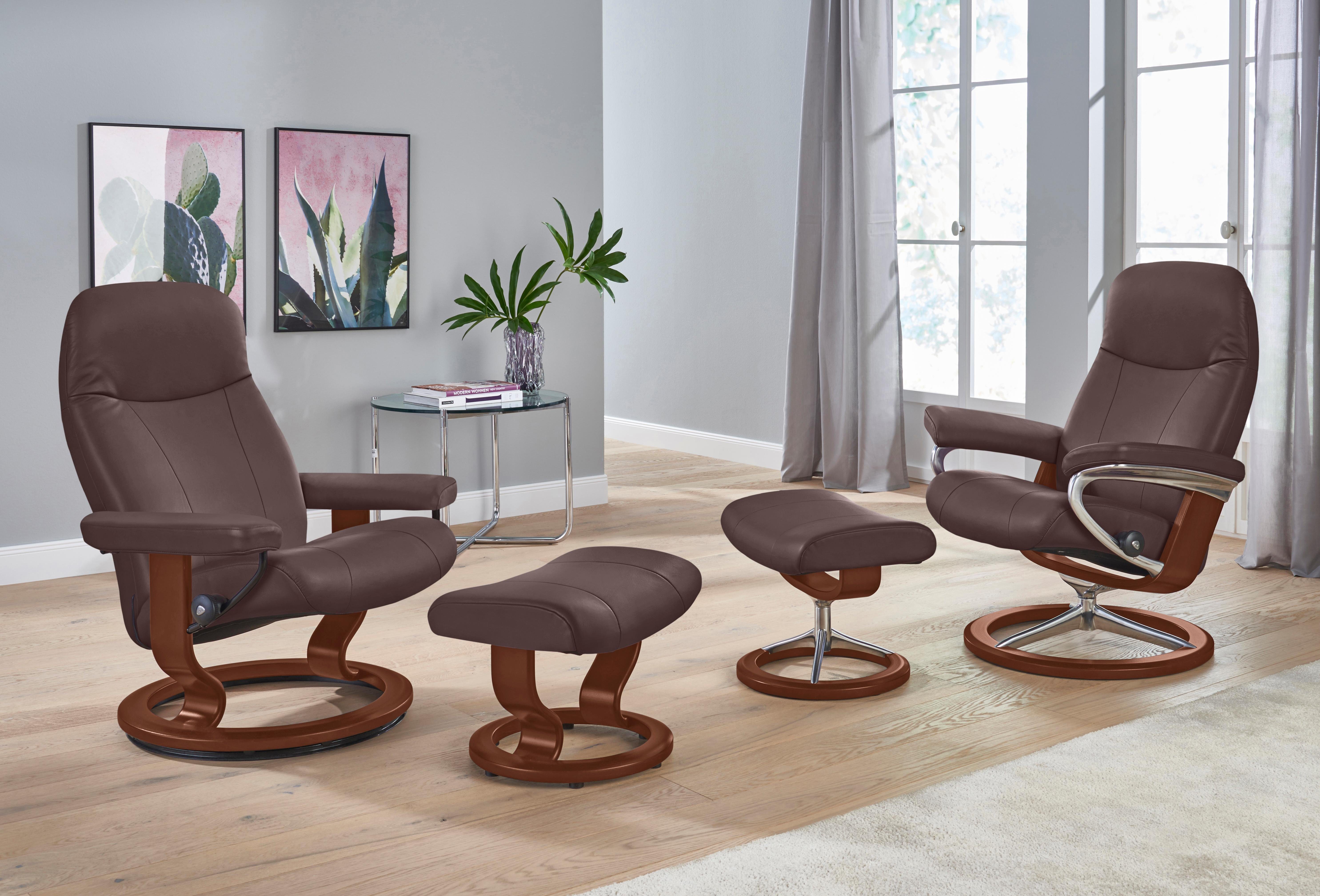 Stressless® Relaxsessel Garda (Set, Relaxsessel mit Hocker), mit Hocker, mit Signature Base, Größe L, Gestell Braun
