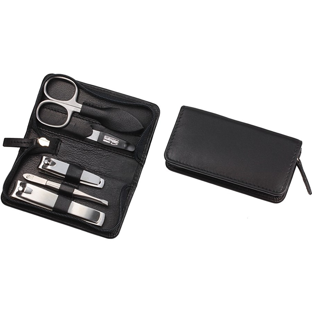 Hans Kniebes Étui de manucure en cuir Nappa 6 pièces Kit de soins pour les ongles