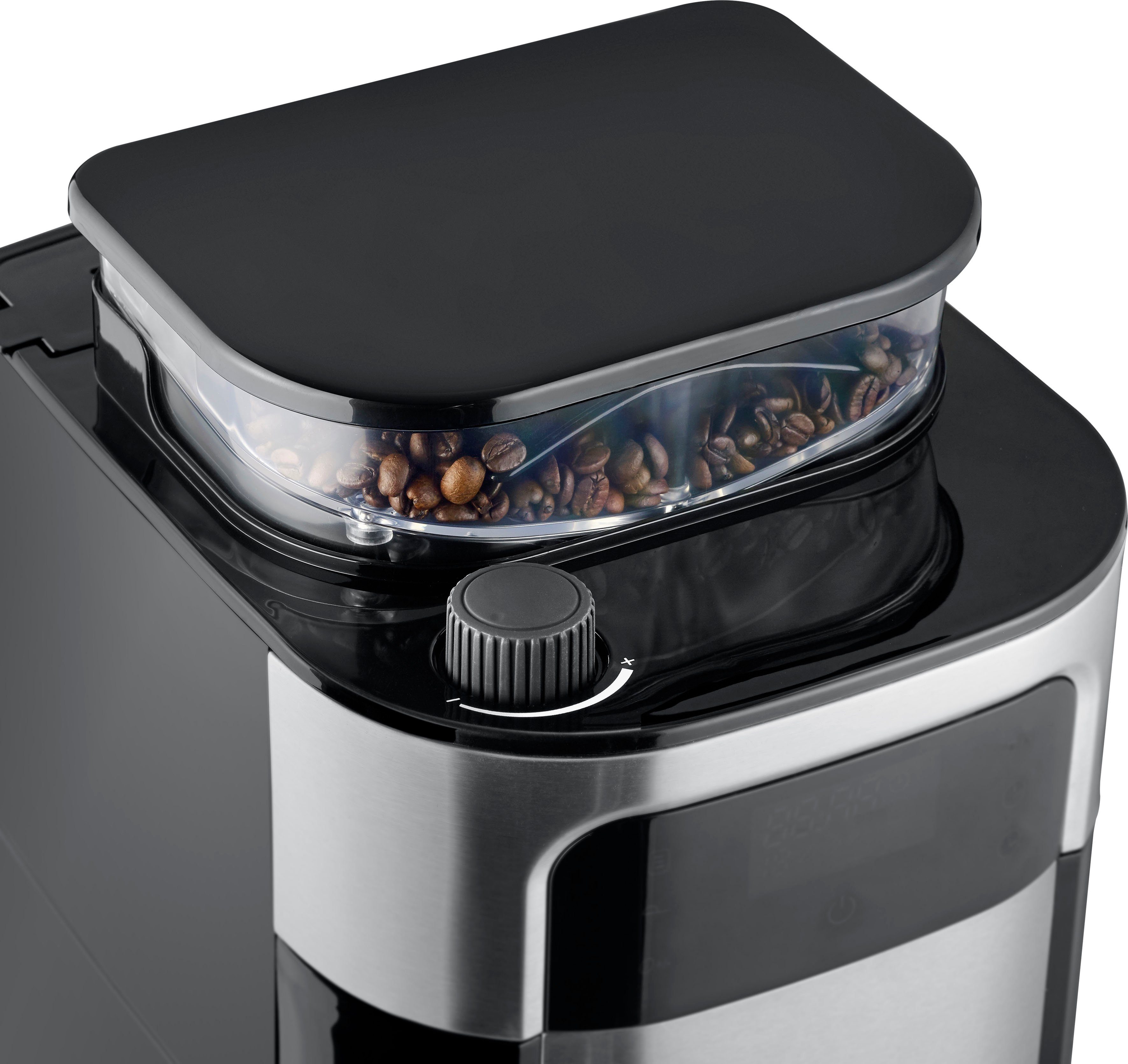 Severin Kaffeemaschine mit Mahlwerk KA 4814, 1l Kaffeekanne, Permanentfilter 1x4, mit Mahlwerk, Schwenkfilter, LED-Touch-Display, Timerfunktion