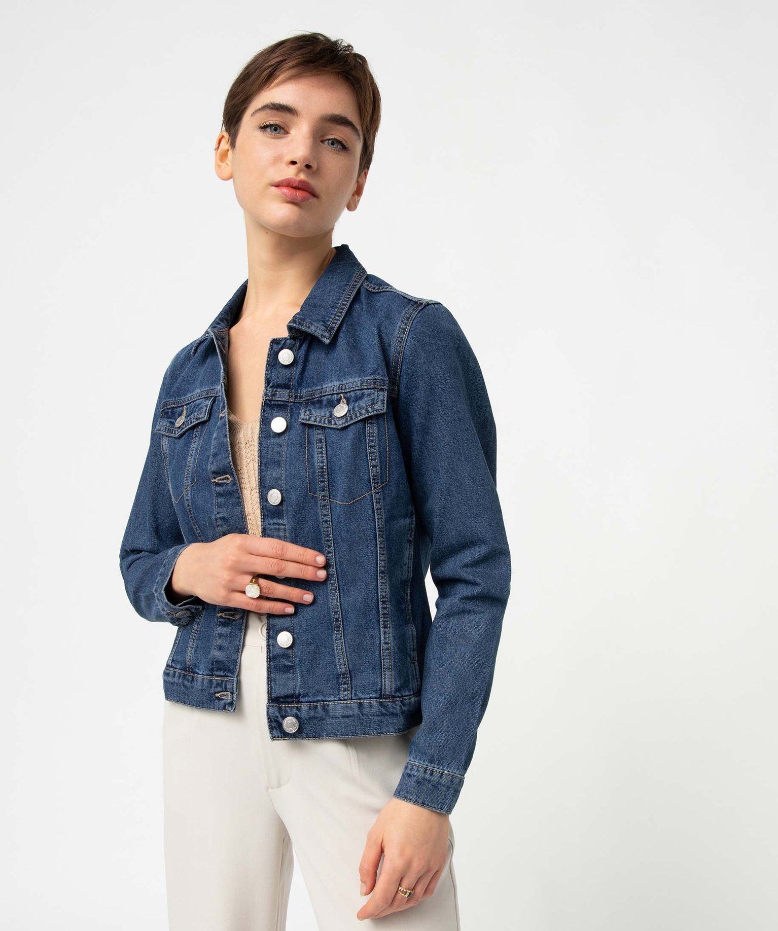 Veste femme en toile denim brut | GEMO