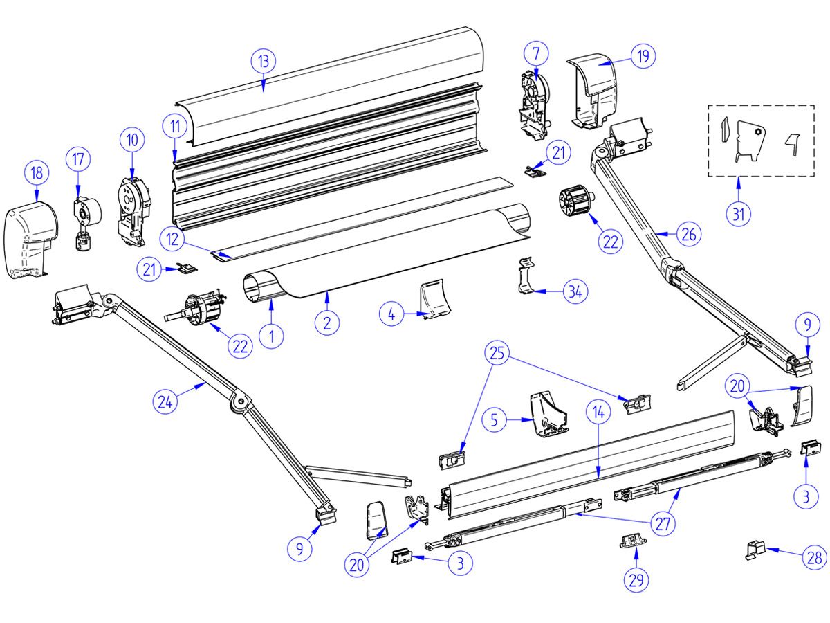Thule Omnistor Gelenkarm rechts 8000 400-600