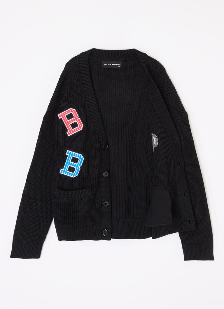 Black Bananas Convoy chunky knitted cardigan with logo embroidery