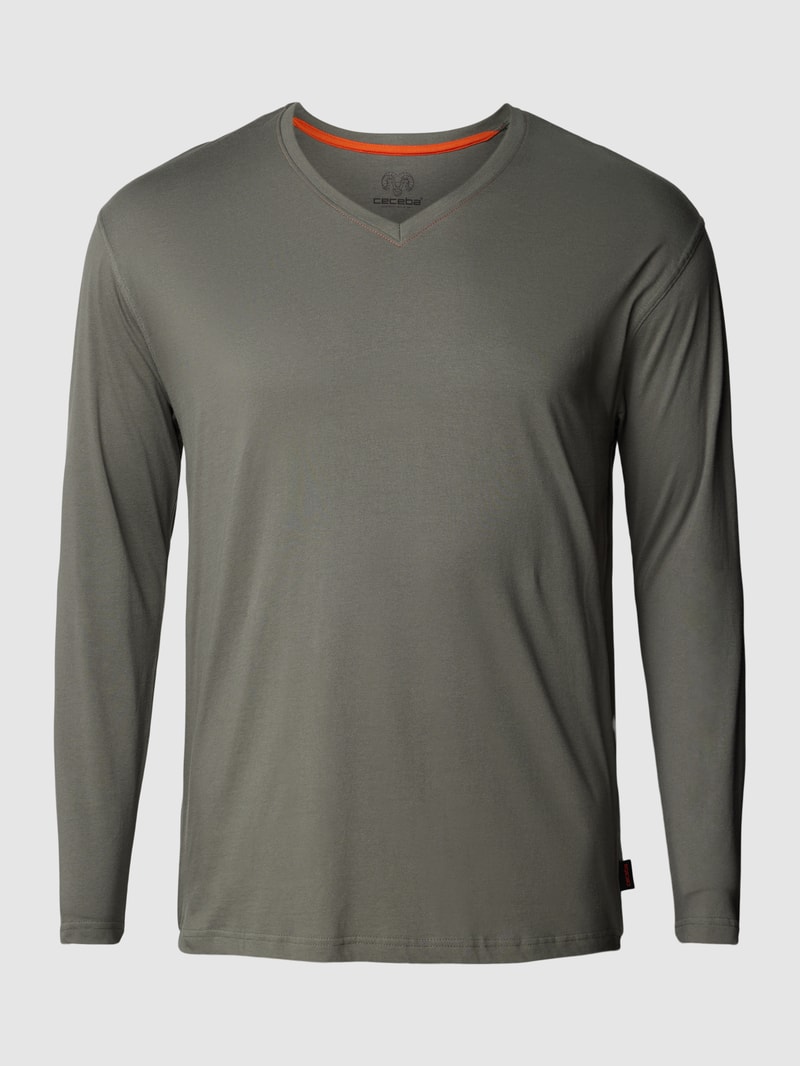 PLUS SIZE Longsleeve mit V-Ausschnitt in dunkelgrau