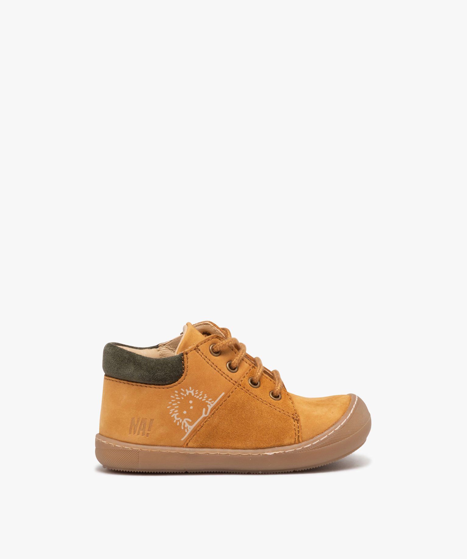 Chaussures en cuir avec zip et lacets bébé Garçon - NA! jaune | GEMO