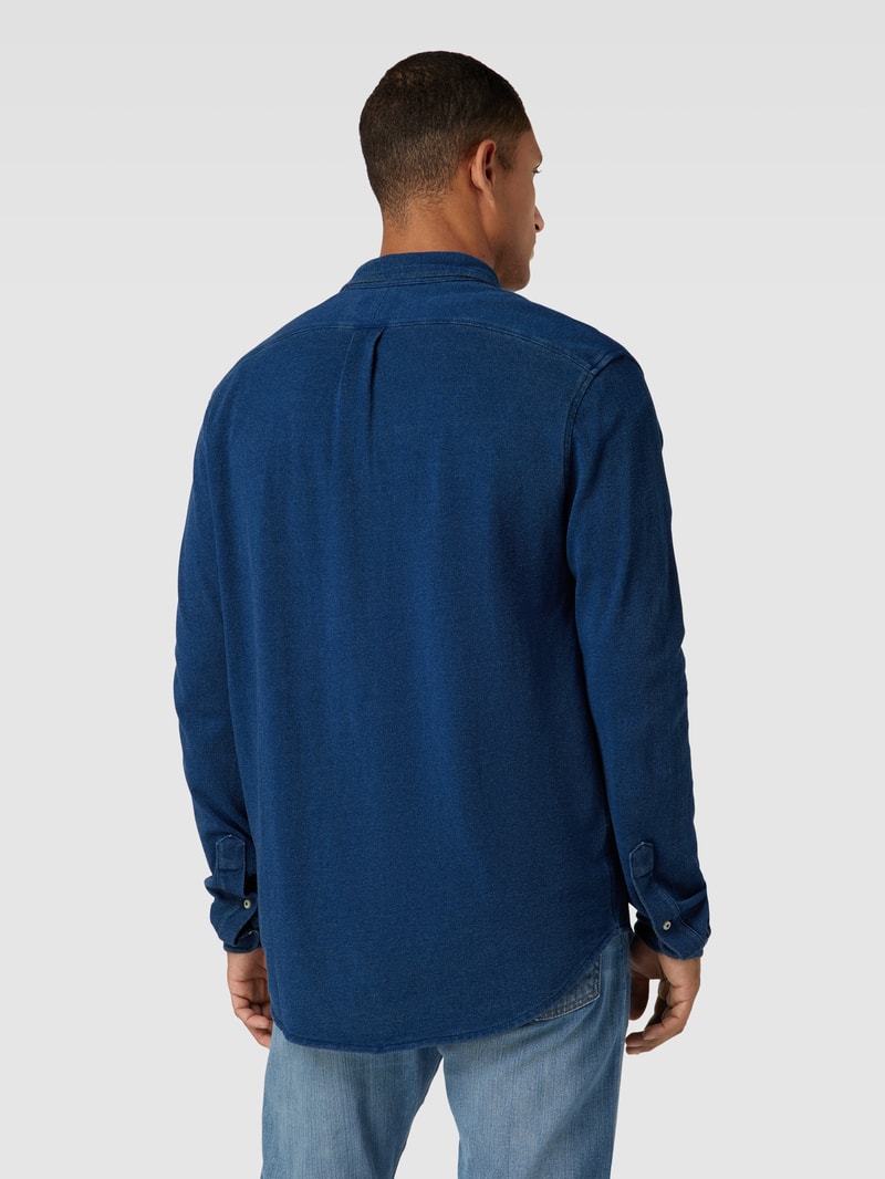 Slim Fit Freizeithemd mit Button-Down-Kragen in dunkelblau