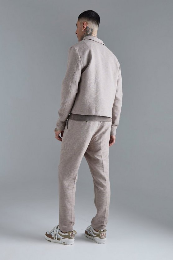 Tall strukturierte Baumwoll Jacquard-Hose