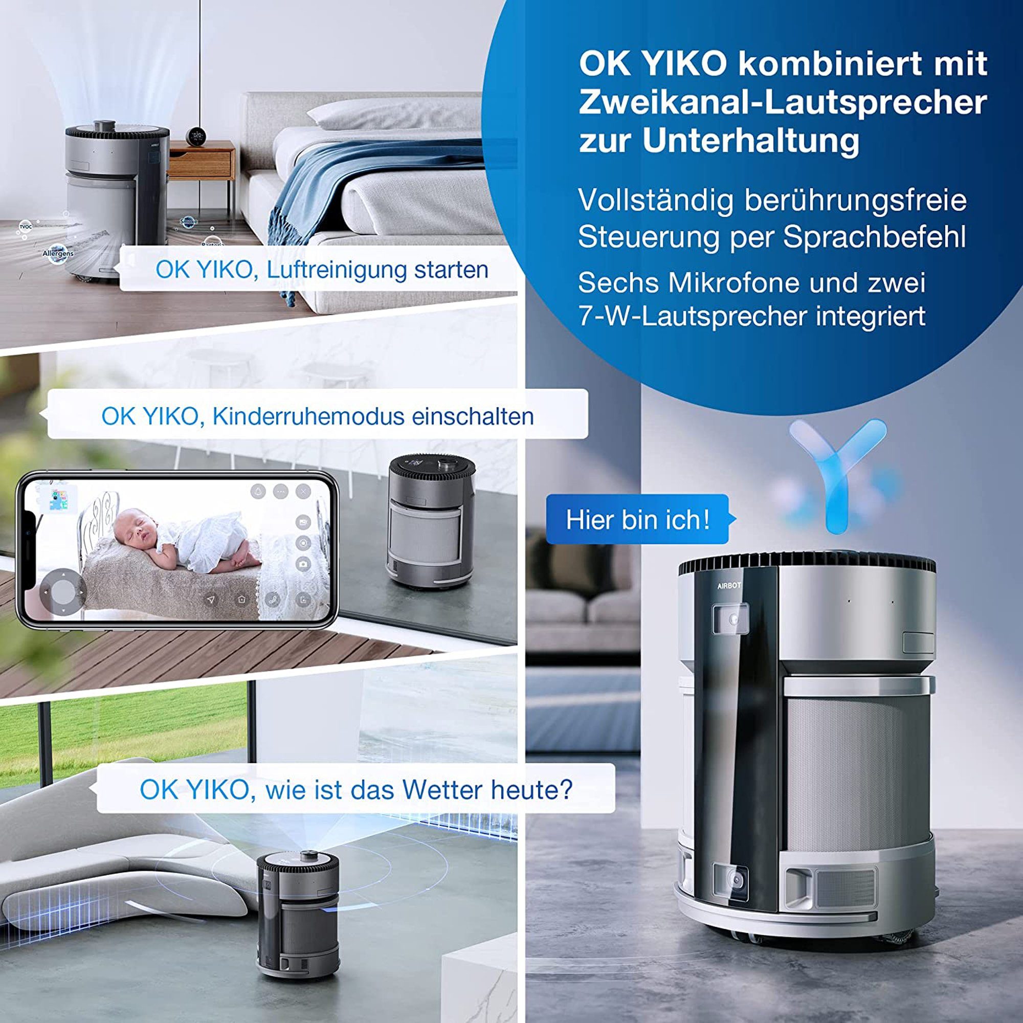 ECOVACS Luftreiniger AIRBOT Z1, für 240 m² Räume, mit H13 HEPA-Filterung