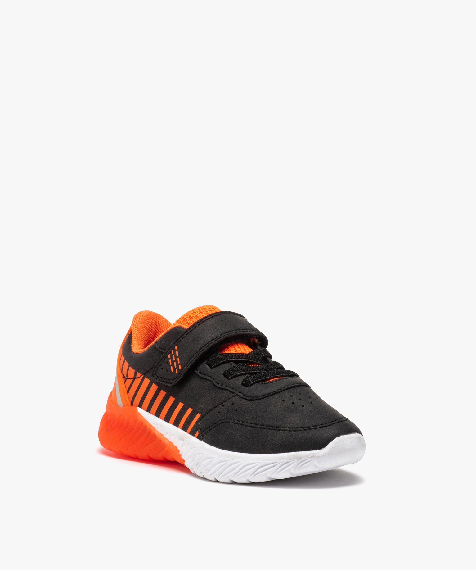 Baskets Garçon running bicolores à lacets et scratch noir | GEMO
