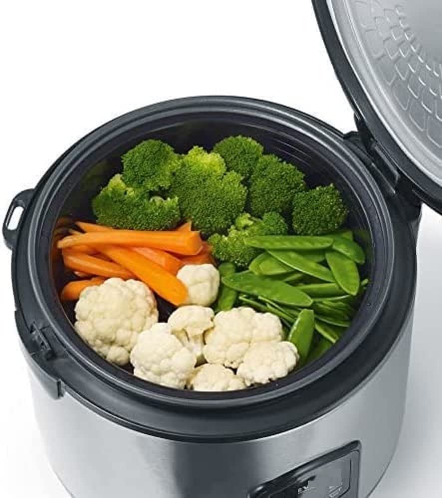 JUNG Reiskocher Reisgarer 3in1, Reistopf alle Reisarten, Reiskocher elektrisch 1,2L, 400 W, Dampfgarer, Cooker, Steamer, Dämpfer, Risottokocher, Gemüsegarer