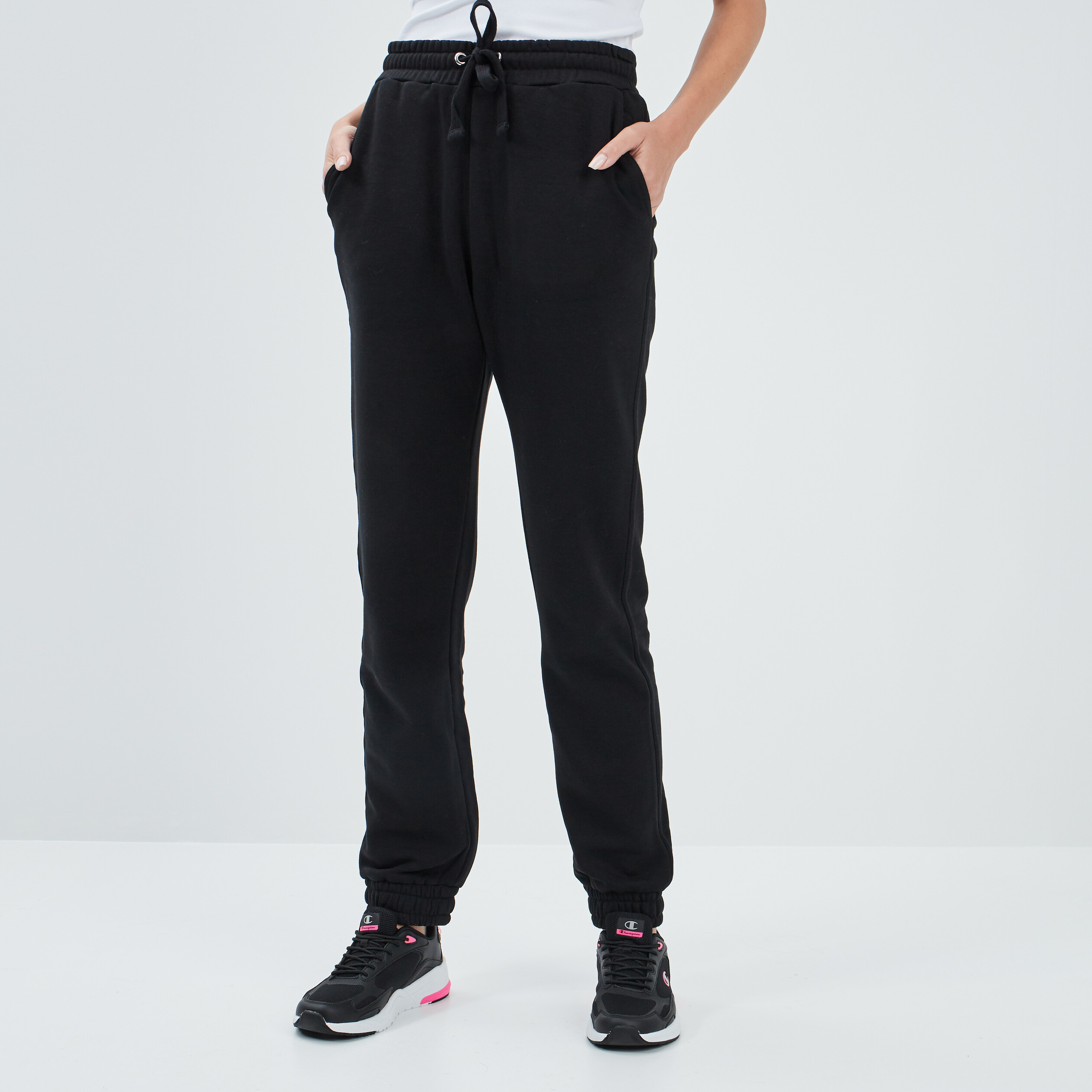 Pantalon jogging droit molleton noir femme | La Halle