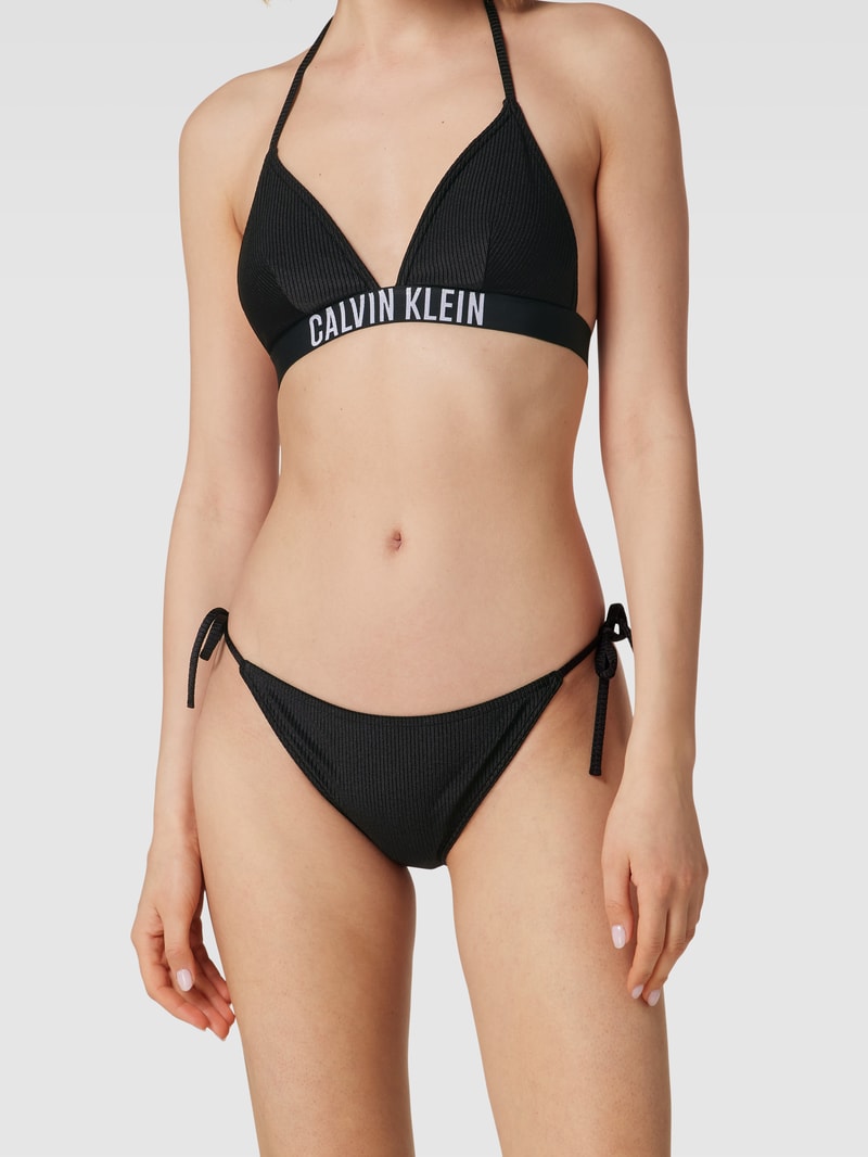 Bikini-Hose mit Schnürung in schwarz