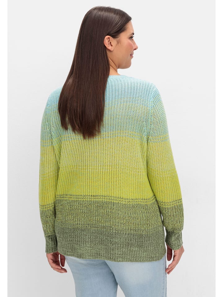 sheego Rippstrickpullover in grün meliert günstig kaufen