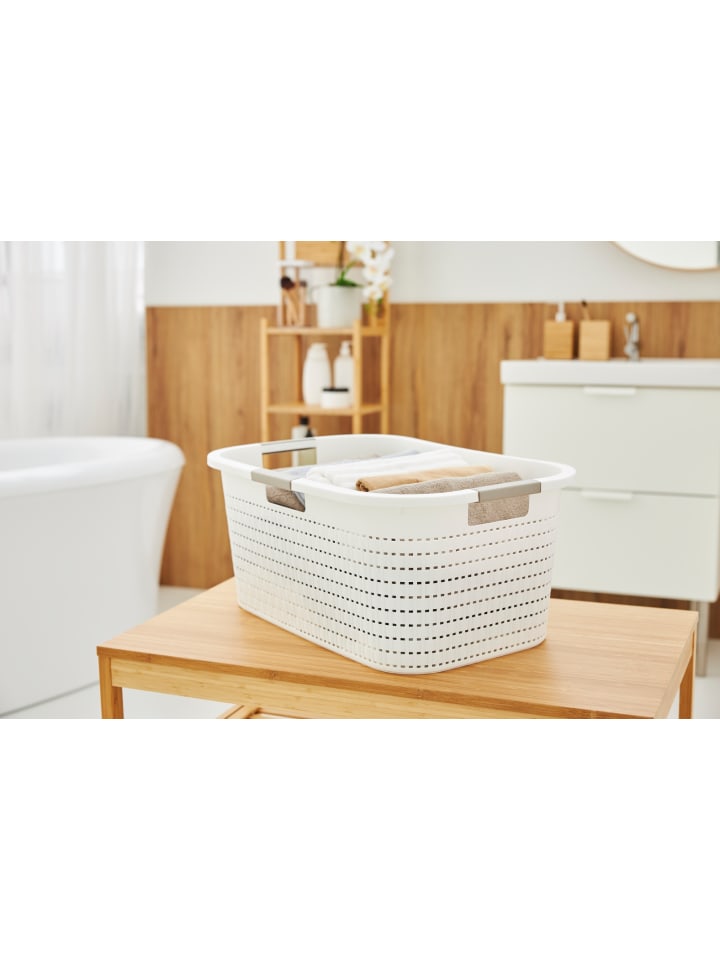 Rotho Wäschebox 40L COUNTRY - ergonomische Wäschebox aus Kunststoff  in Weiß günstig kaufen onesize