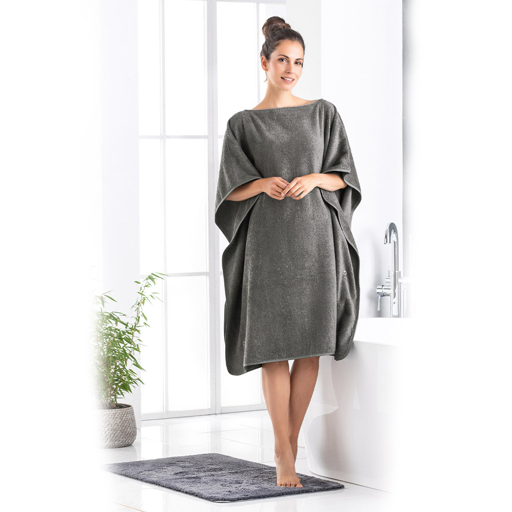 Sensino XL-Badetuch-Poncho 2in1, 100 x 200 cm, Opalgrau