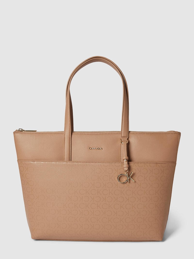 Shopper mit Label-Print in beige